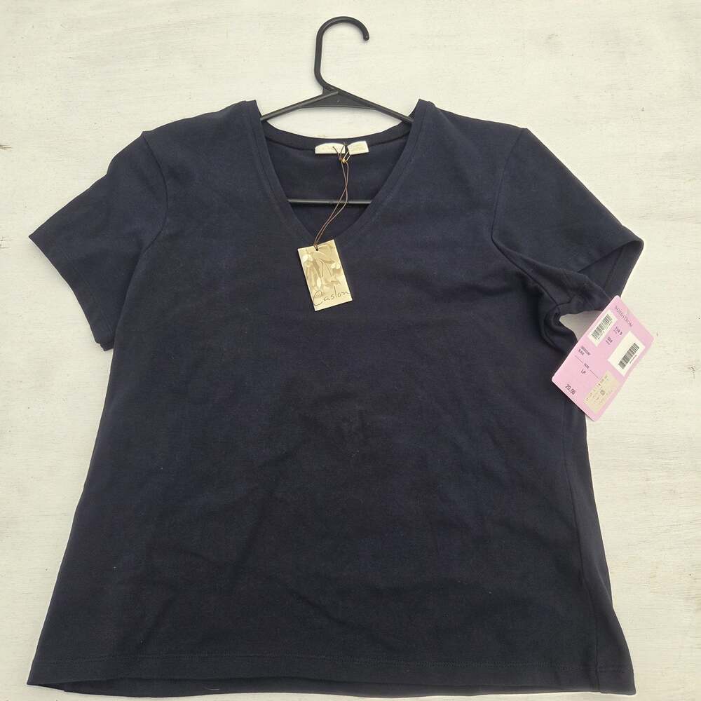 Caslon Women's Black Short Sleeve T-Shirt Top Size Large EUC